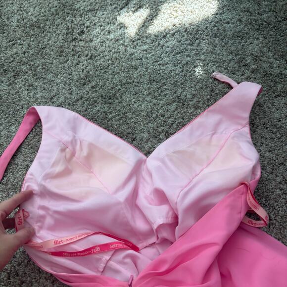 Flirt by Maggy Sottero Pink Formal Gown Halter Neck Prom Pink Beaded Y2K XS - Picture 8 of 16